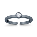 Adjustable Toe Ring Simulated Cubic Zirconia Band 925 Sterling Silver (4mm)