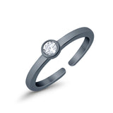 Adjustable Toe Ring Simulated Cubic Zirconia Band 925 Sterling Silver (4mm)