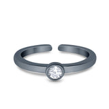 Adjustable Toe Ring Simulated Cubic Zirconia Band 925 Sterling Silver (4mm)