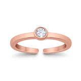 Adjustable Toe Ring Simulated Cubic Zirconia Band 925 Sterling Silver (4mm)