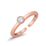 Adjustable Toe Ring Simulated Cubic Zirconia Band 925 Sterling Silver (4mm)