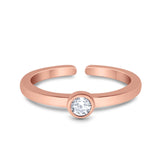 Adjustable Toe Ring Simulated Cubic Zirconia Band 925 Sterling Silver (4mm)
