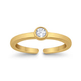 Adjustable Toe Ring Simulated Cubic Zirconia Band 925 Sterling Silver (4mm)