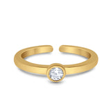Adjustable Toe Ring Simulated Cubic Zirconia Band 925 Sterling Silver (4mm)