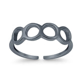 Circles Toe Ring Adjustable Band 925 Sterling Silver (4.5mm)