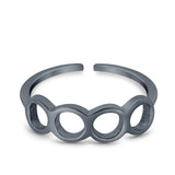 Circles Toe Ring Adjustable Band 925 Sterling Silver (4.5mm)