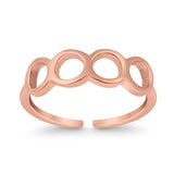 Circles Toe Ring Adjustable Band 925 Sterling Silver (4.5mm)