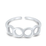 Circles Toe Ring Adjustable Band 925 Sterling Silver (4.5mm)