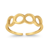 Circles Toe Ring Adjustable Band 925 Sterling Silver (4.5mm)