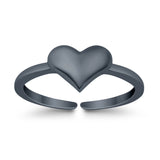 Adjustable Heart Toe Ring Band 925 Sterling Silver (6mm)