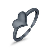 Adjustable Heart Toe Ring Band 925 Sterling Silver (6mm)