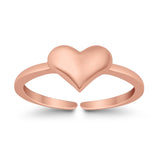 Adjustable Heart Toe Ring Band 925 Sterling Silver (6mm)