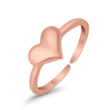 Adjustable Heart Toe Ring Band 925 Sterling Silver (6mm)