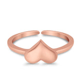Adjustable Heart Toe Ring Band 925 Sterling Silver (6mm)