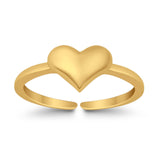 Adjustable Heart Toe Ring Band 925 Sterling Silver (6mm)