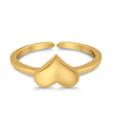 Adjustable Heart Toe Ring Band 925 Sterling Silver (6mm)