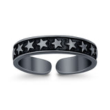 Stars Toe Ring Band Adjustable 925 Sterling Silver (4mm)