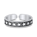 Stars Toe Ring Band Adjustable 925 Sterling Silver (4mm)
