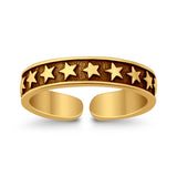Stars Toe Ring Band Adjustable 925 Sterling Silver (4mm)