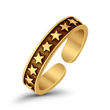 Stars Toe Ring Band Adjustable 925 Sterling Silver (4mm)