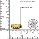 Stars Toe Ring Band Adjustable 925 Sterling Silver (4mm)