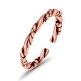 Rope Toe Ring Band Adjustable Finish Rhodium 925 Sterling Silver (2mm)