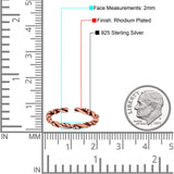 Rope Toe Ring Band Adjustable Finish Rhodium 925 Sterling Silver (2mm)