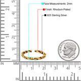 Rope Toe Ring Band Adjustable Finish Rhodium 925 Sterling Silver (2mm)