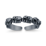 Adjustable Elephants Toe Ring Band 925 Sterling Silver (4mm)