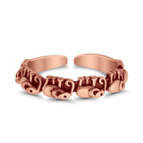 Adjustable Elephants Toe Ring Band 925 Sterling Silver (4mm)