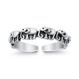 Adjustable Elephants Toe Ring Band 925 Sterling Silver (4mm)
