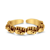 Adjustable Elephants Toe Ring Band 925 Sterling Silver (4mm)