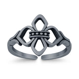 Fleur De Lis Toe Ring Adjustable Band 925 Sterling Silver (11mm)