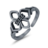 Fleur De Lis Toe Ring Adjustable Band 925 Sterling Silver (11mm)