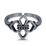 Fleur De Lis Toe Ring Adjustable Band 925 Sterling Silver (11mm)