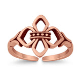 Fleur De Lis Toe Ring Adjustable Band 925 Sterling Silver (11mm)
