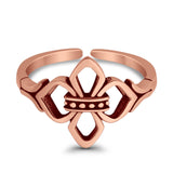 Fleur De Lis Toe Ring Adjustable Band 925 Sterling Silver (11mm)