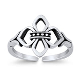 Fleur De Lis Toe Ring Adjustable Band 925 Sterling Silver (11mm)