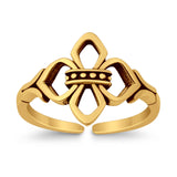Fleur De Lis Toe Ring Adjustable Band 925 Sterling Silver (11mm)