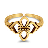 Fleur De Lis Toe Ring Adjustable Band 925 Sterling Silver (11mm)