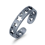 Stars Toe Ring Band Adjustable 925 Sterling Silver For Women (4mm)