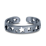 Stars Toe Ring Band Adjustable 925 Sterling Silver For Women (4mm)