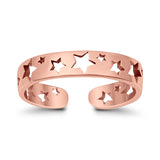 Stars Toe Ring Band Adjustable 925 Sterling Silver For Women (4mm)