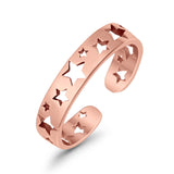 Stars Toe Ring Band Adjustable 925 Sterling Silver For Women (4mm)