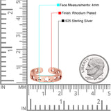 Stars Toe Ring Band Adjustable 925 Sterling Silver For Women (4mm)