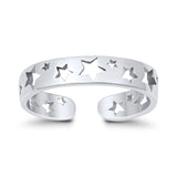 Stars Toe Ring Band Adjustable 925 Sterling Silver For Women (4mm)