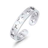 Stars Toe Ring Band Adjustable 925 Sterling Silver For Women (4mm)