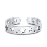 Stars Toe Ring Band Adjustable 925 Sterling Silver For Women (4mm)