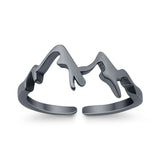 Mountains Toe Ring Plain Adjustable Band 925 Sterling Silver (6mm)