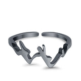 Mountains Toe Ring Plain Adjustable Band 925 Sterling Silver (6mm)